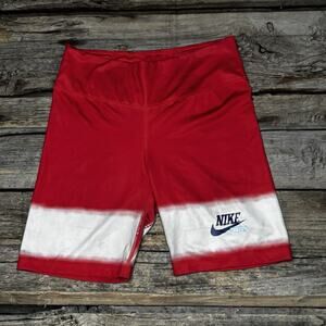 Nike One Dry Fit Womens Tight Fit Training Biker Shorts Tie Dye Red Size Large